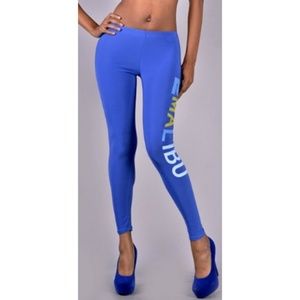 Letter Print Full Lenght Leggings Blue